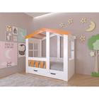Детская кровать-чердак «Астра домик», с ящиком, цвет белый / оранжевый - фото 302210661