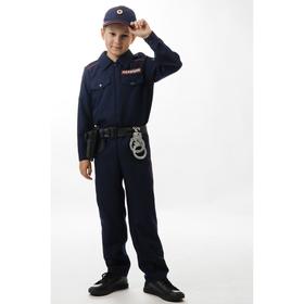 Карнавальный костюм «Полицейский», сорочка, брюки, кепи, ремень, кобура, наручники, рост 122 см