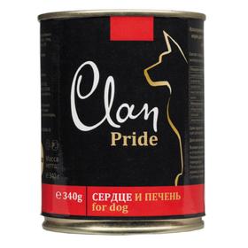 Консервы CLAN PRIDE для собак, говяжье сердце/печень, 340 г