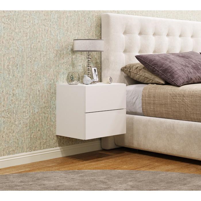 Тумба прикроватная подвесная «Элтон» №2, 400×320×360 мм, цвет белый/белый глянец МДФ - Фото 1