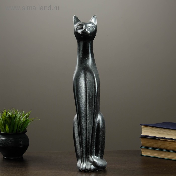 Фигура "Кошка Египетская" 12х12х50см чернная/серебро - Фото 1