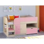 Детская кровать-чердак «Астра 9 V4», цвет дуб молочный/розовый - фото 109850789