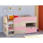 Детская кровать-чердак «Астра 9 V5», цвет дуб молочный/розовый - фото 295176497