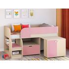 Детская кровать-чердак «Астра 9 V9», выдвижной стол, цвет дуб молочный/розовый - фото 295176515