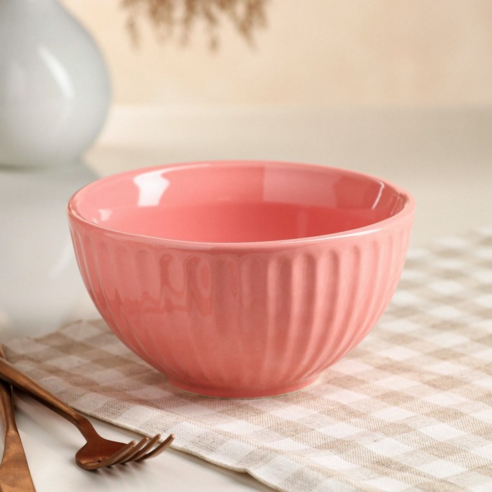 Салатник "Рельеф", розовый, керамика, 0.7 л - Фото 1