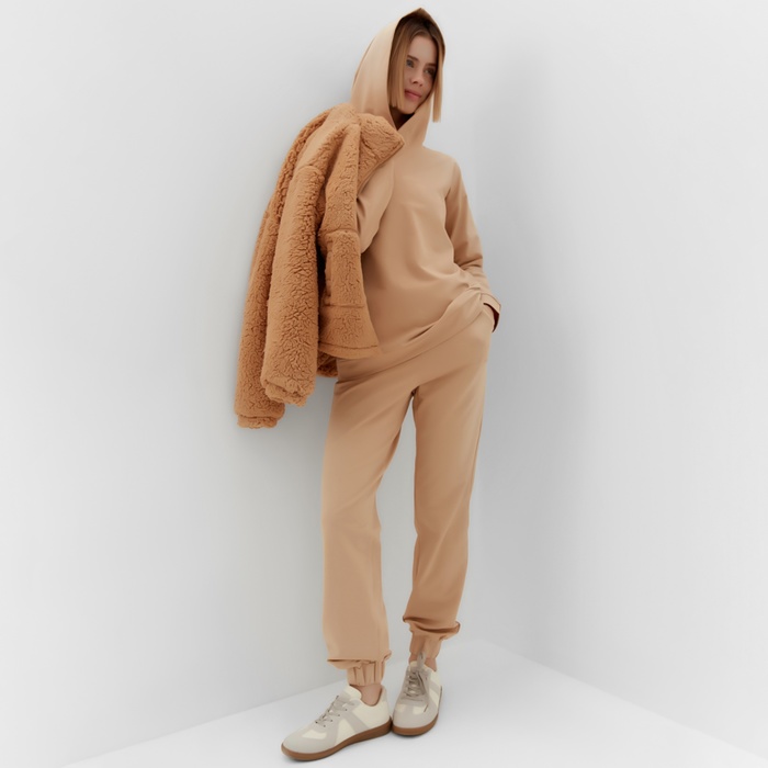 Костюм женский (свитшот, брюки) MINAKU: Casual Collection цвет бежевый, размер 48 49839