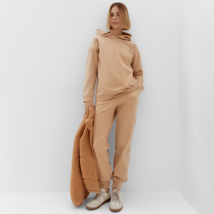 Костюм женский (свитшот, брюки) MINAKU: Casual Collection цвет бежевый, размер 50 49840