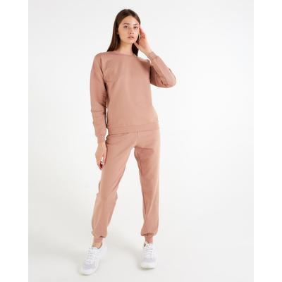 Костюм женский (свитшот, брюки) MINAKU: Casual Collection, размер 52, цвет песочный