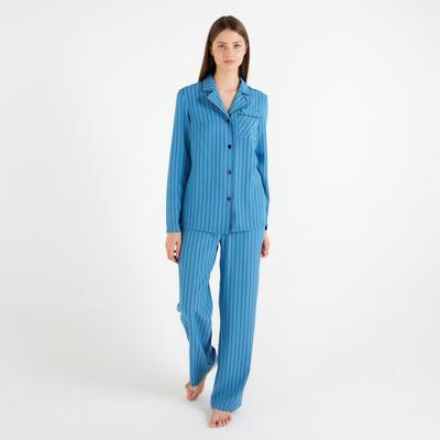 Пижама женская (рубашка, брюки) MINAKU: Light touch, синяя, размер 48