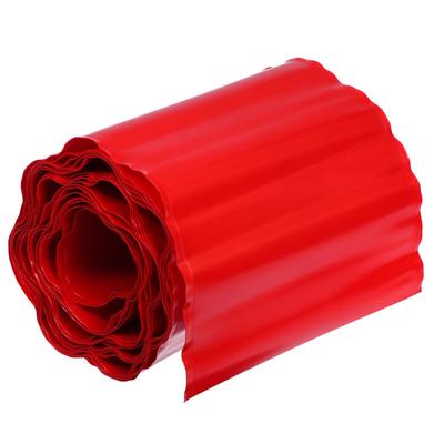 Лента бордюрная, 30 см × 9 м, толщина 0.6 мм, гофра, пластиковая, красная