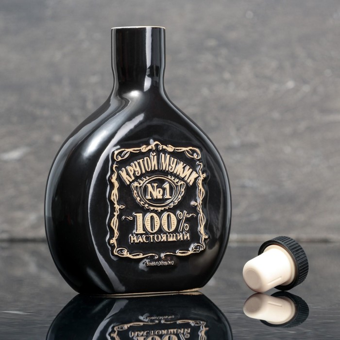 Штоф керамический «Джек», 175 мл, цвет чёрный - фото 1899914080