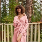 Халат вафельный женский удлинённый Экономь и Я размер 46-48, цвет пудра, 100% хлопок, 200 г/м² - Фото 4