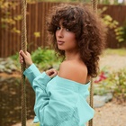 Халат вафельный женский удлинённый Экономь и Я размер 50-52, цвет небесный, 100% хлопок, 200 г/м² - Фото 6