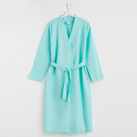Халат вафельный женский удлинённый Экономь и Я размер 50-52, цвет небесный, 100% хлопок, 200 г/м²