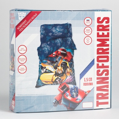 Постельное бельё 1.5 сп «Машины-роботы», 143×215 см, 150×214 см, 50×70 см-1 шт., хлопок 100%, поплин