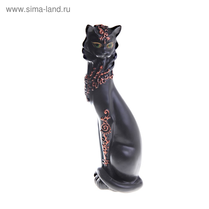 Фигура "Кошка Маркиза" орнамент ручная работа черная/медь 14х14х48см - Фото 1