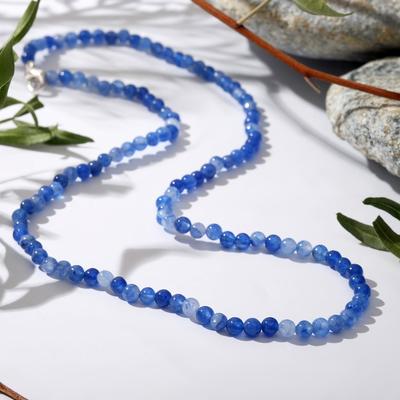 Бусы шар №4 «Агат сине-голубой», 45см