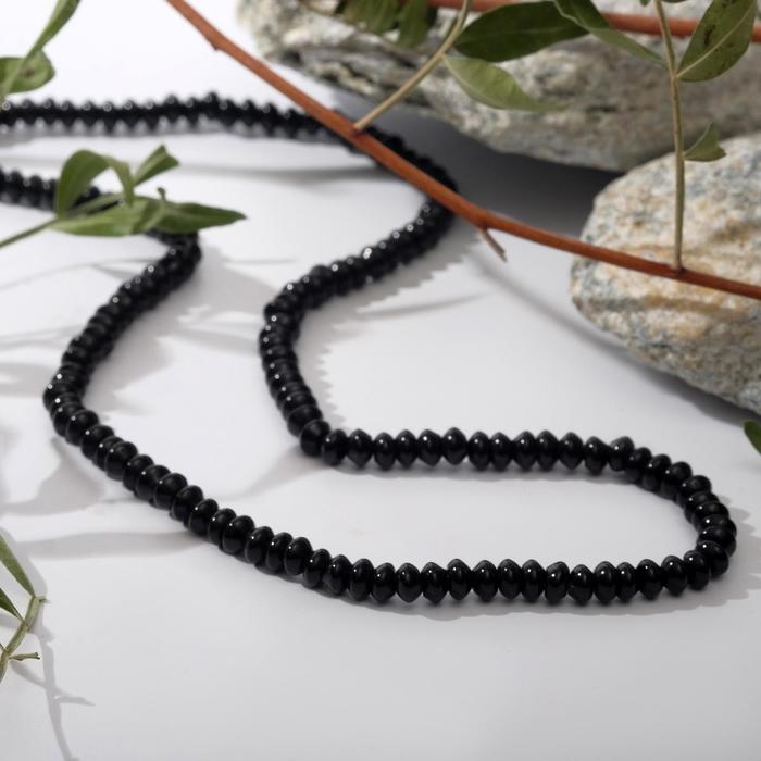 Бусы рондель «Агат чёрный», 44 см - Фото 1