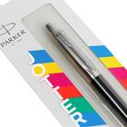 Ручка шариковая Parker Jotter Plastic K60, CT, M, 1.0 мм, корпус пластик/ нержавеющая сталь, чёрный, синие чернила - фото 8882213