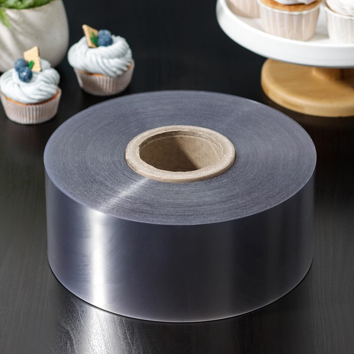 Лента ацетатная для обтяжки тортов Доляна, 200 мкр, 100 мм×200 м, прозрачная - Фото 1