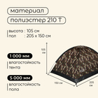 Палатка трекинговая Maclay MILITARY 2, р. 205х150х105 см, 2-местная, однослойная - фото 9970998