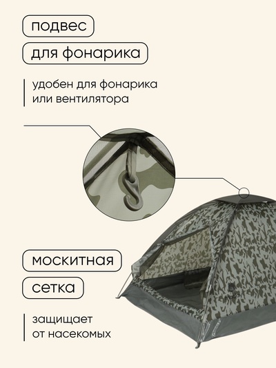 Палатка туристическая, трекинговая maclay MILITARY 2, 2-местная