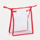 Косметичка на молнии, треугольная, маленькая, прозрачная/красная - Фото 4