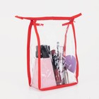 Косметичка на молнии, треугольная, маленькая, прозрачная/красная - Фото 3