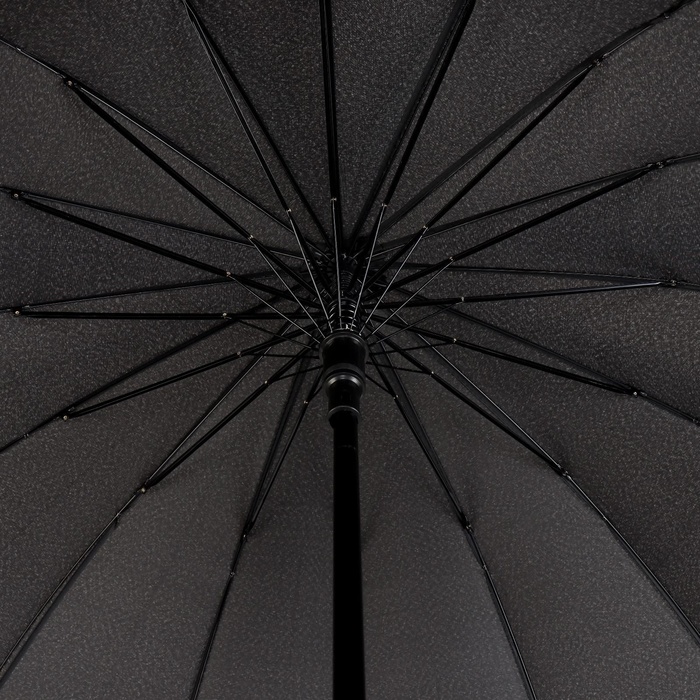 Зонт - трость полуавтоматический «Однотонный», 16 спиц, R = 48 см, цвет чёрный - фото 1882198924