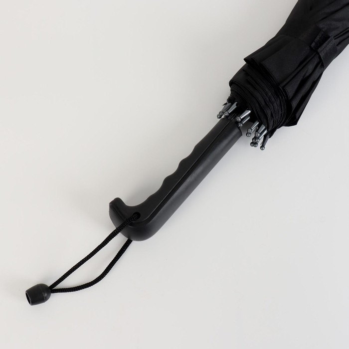 Зонт - трость полуавтоматический «Однотонный», 16 спиц, R = 48 см, цвет чёрный - фото 1882198925