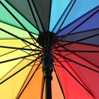 Зонт - трость полуавтоматический «Радуга», эпонж, 16 спиц, R = 48 см, разноцветный - Фото 6