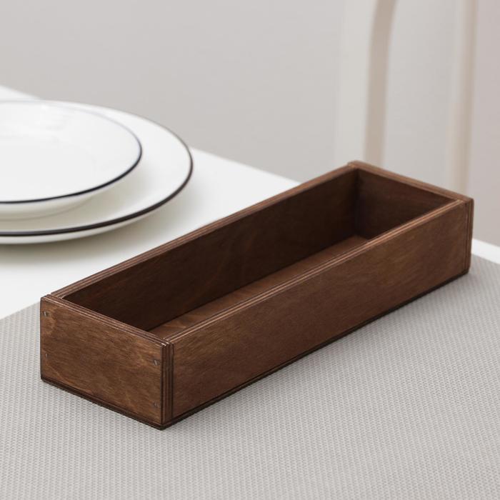 Лоток для столовых приборов Доляна, 25×8×4 см, дерево, коричневый - Фото 1