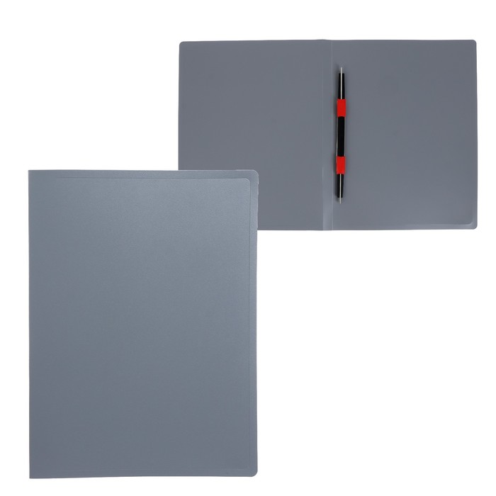 Папка с пластиковым скоросшивателем А4, 500 мкм, корешок 14 мм, Calligrata, до 100 листов, серая - Фото 1