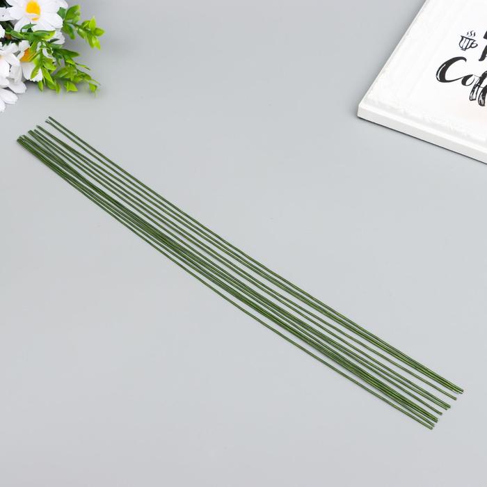 Проволока для творчества "Florico" 1.2 мм, 12 шт, 40 см, в бумажной оплётке, зелёный - Фото 1