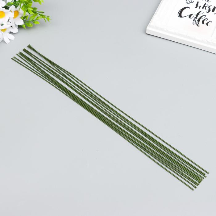 Проволока для творчества "Florico" 1.6 мм, 12 шт, 40 см, в бумажной оплётке, зелёный - Фото 1
