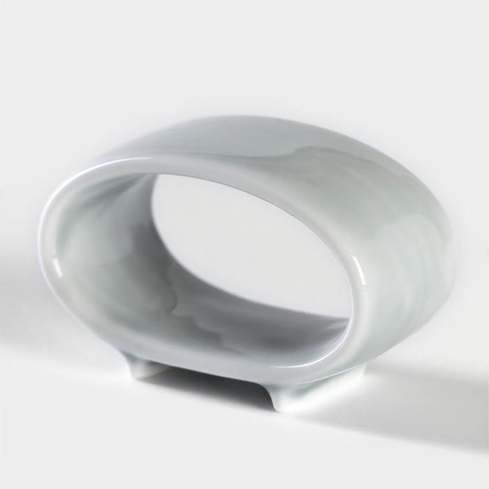 Кольцо для салфеток фарфоровое «Акварель», цвет светло-серый - фото 1908694243
