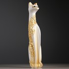 Фигура "Кошка Египетская" орнамент с открытыми глазами бел/серебро 12х12х50 см - Фото 1