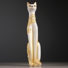 Фигура "Кошка Египетская" орнамент с открытыми глазами бел/серебро 12х12х50 см - Фото 2