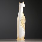 Фигура "Кошка Египетская" орнамент с открытыми глазами бел/серебро 12х12х50 см - Фото 4