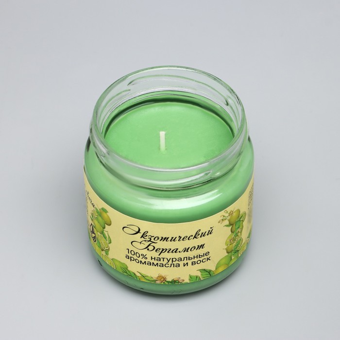 Натуральная эко свеча "Экзотический бергамот", зелёная, 7х7,5 см, 14 ч - фото 1907235052