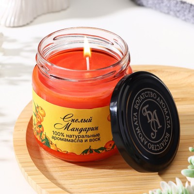 Натуральная свеча в банке «Спелый мандарин», эко, оранжевая, 7×7.5 см, 14 ч