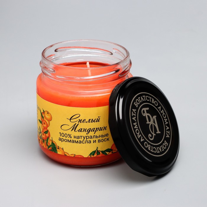 Натуральная эко свеча "Спелый мандарин", оранжевая, 7х7,5 см, 14 ч - фото 1907235065