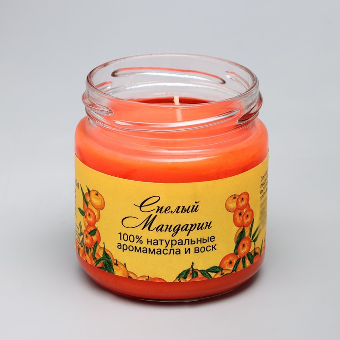 Натуральная эко свеча "Спелый мандарин", оранжевая, 7х7,5 см, 14 ч - фото 1907235066