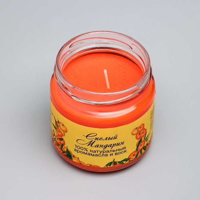 Натуральная эко свеча "Спелый мандарин", оранжевая, 7х7,5 см, 14 ч - фото 1907235067