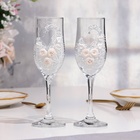 Набор свадебных бокалов "Шик", с розочками, белый - фото 4745525