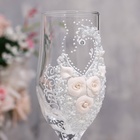 Набор свадебных бокалов "Шик", с розочками, белый - Фото 3