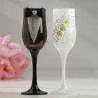 Набор свадебных бокалов "Молодожёны", с лепниной, чёрно - белый - фото 318527247