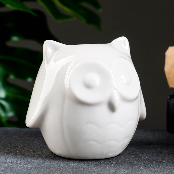 Декоративный горшок для цветов «Совенок Мун», 300 мл, 10.5×9×10 см, керамический, белый