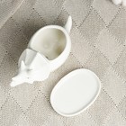 Декоративный горшок для цветов «Трицератопс», 150 мл, 15.7×6.2×9.1 см, керамический, с поддоном, белый, Greengo - Фото 4