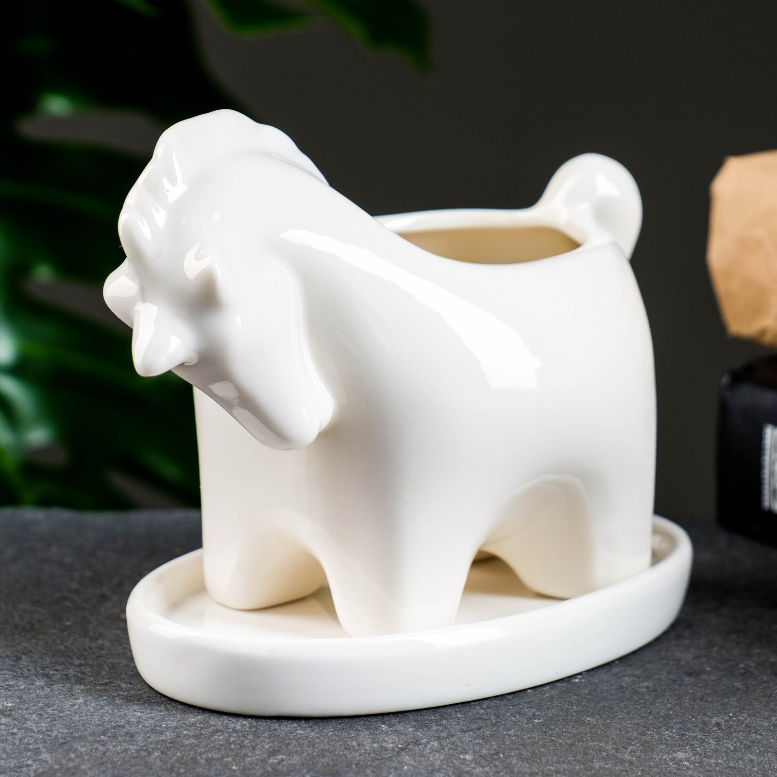 Горшок для цветов «Лошадка» с поддоном, керамический, 200 мл, 13×7×10 см, белый Горшок для цветов «Лошадка» с поддоном, керамический, 200 мл, 13×7×10 см, белый